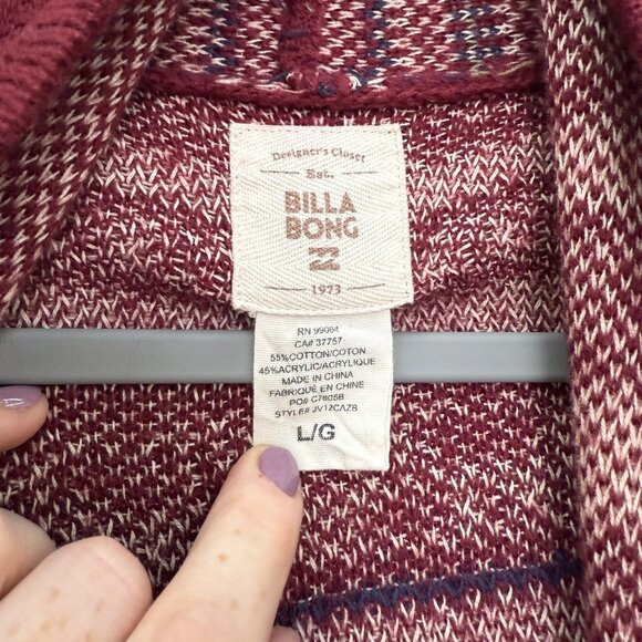 Billabong Aztec Trek Knit Open Front Cardigan Sweater JV12CAZB Womens size Large - Picture 2 of 10